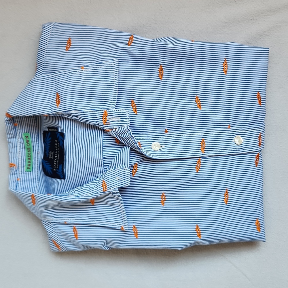 Scotch & Soda blue pinstripe button down shirt, size small